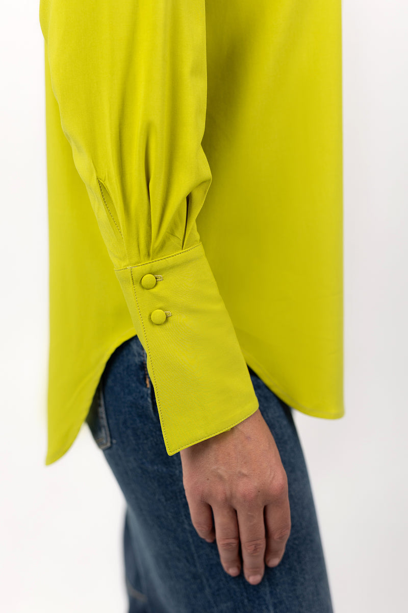 Viscose Blouse With Elegant Cuffs in Lemon