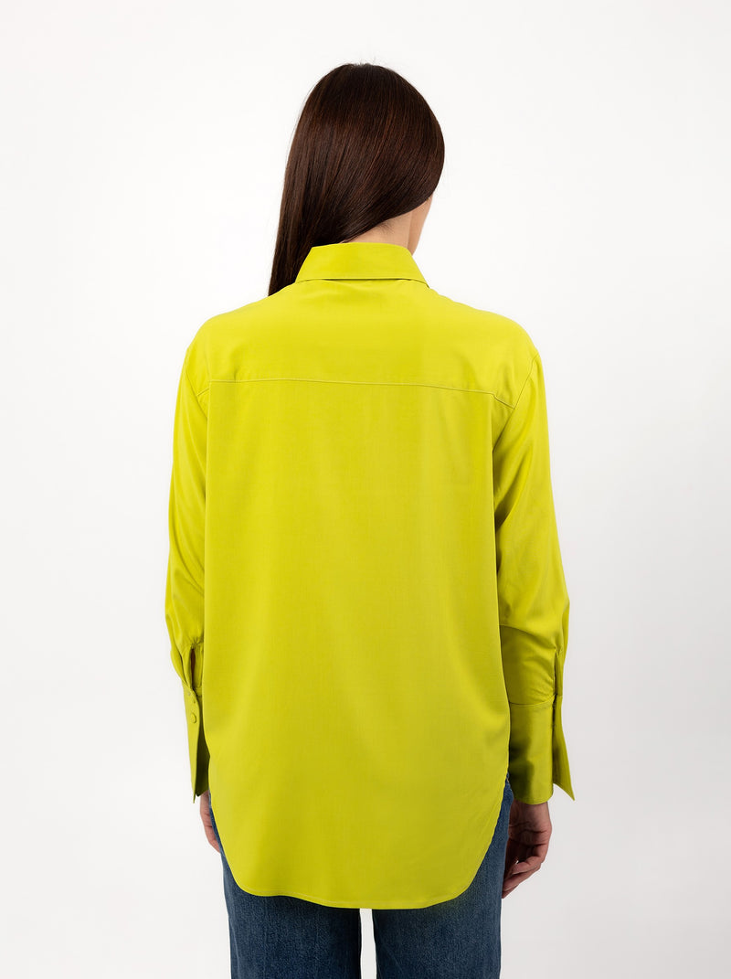 Viscose Blouse With Elegant Cuffs in Lemon