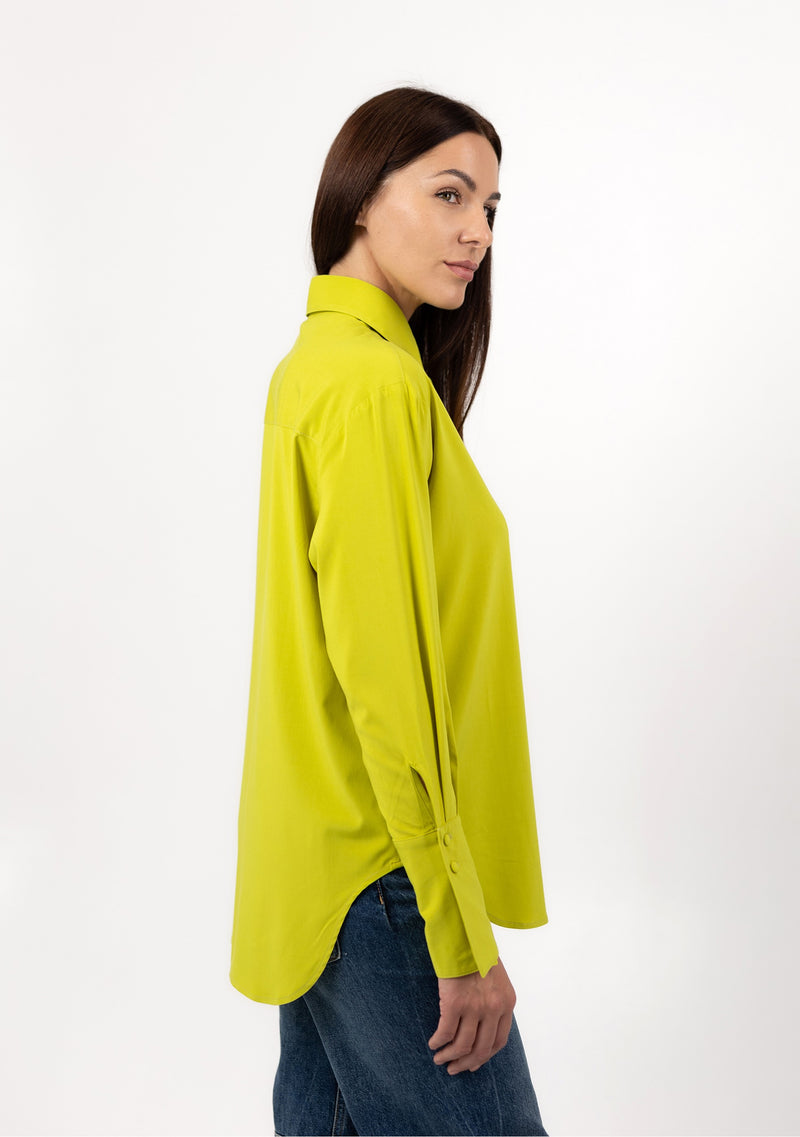 Viscose Blouse With Elegant Cuffs in Lemon