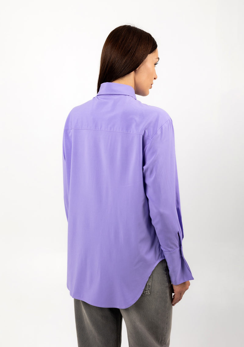 Viscose Blouse With Elegant Cuffs in Purple