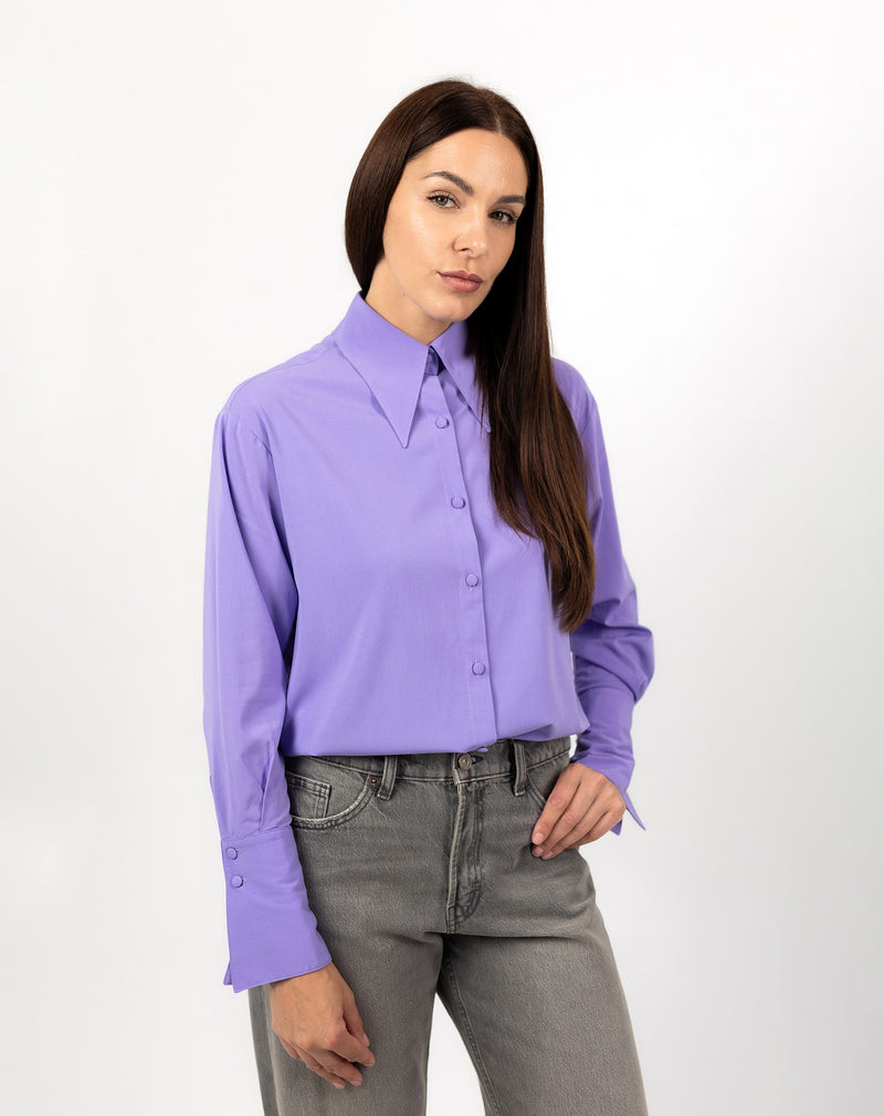Viscose Blouse With Elegant Cuffs in Purple