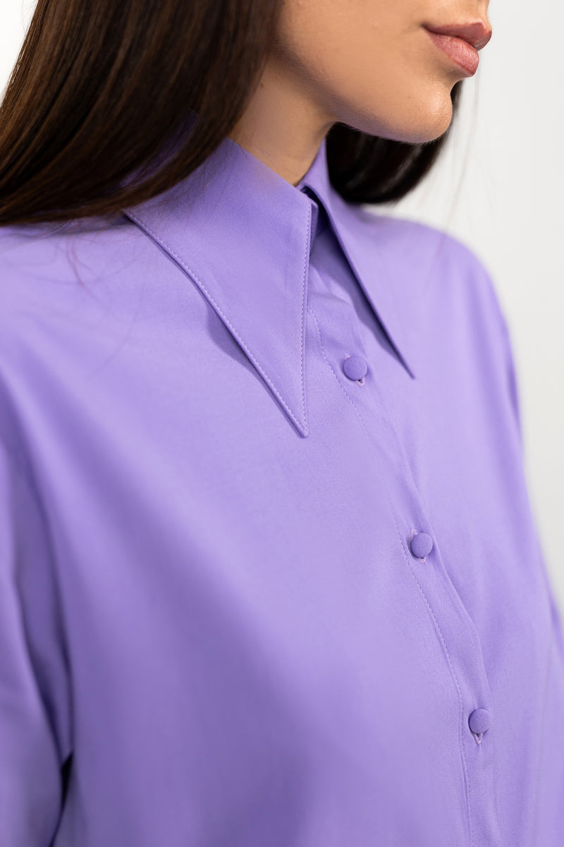 Viscose Blouse With Elegant Cuffs in Purple
