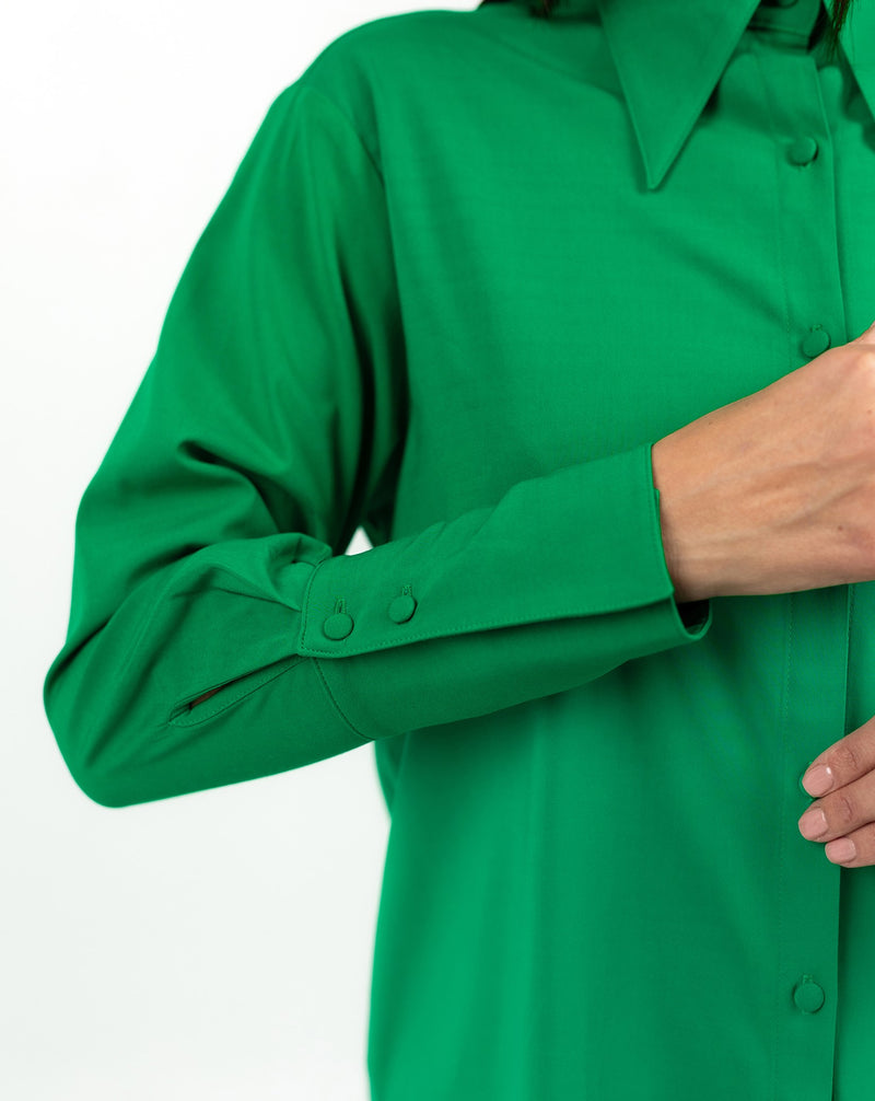 Viscose Shirt With Elegant Cuffs in Green
