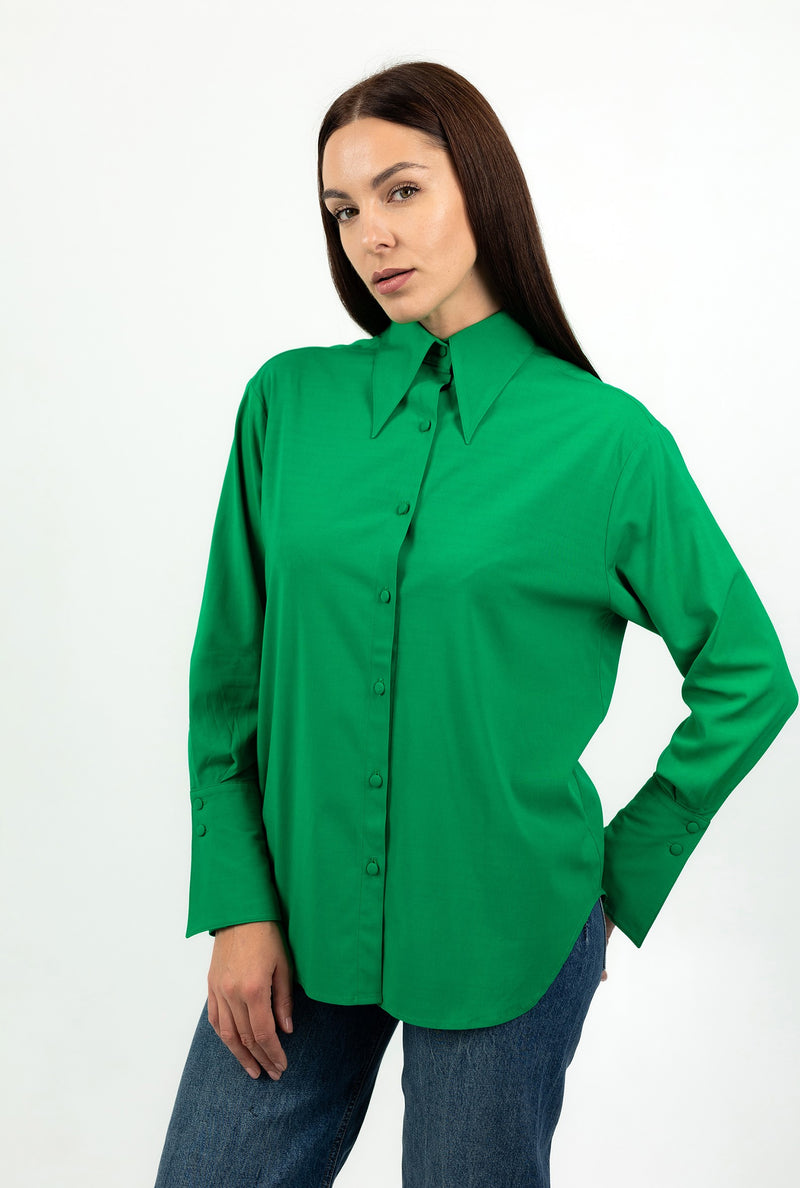 Viscose Shirt With Elegant Cuffs in Green