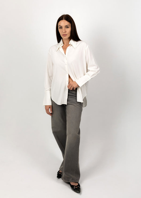 WHITE VISCOSE shirt With Elegant Cuffs