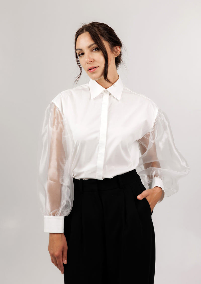 Cotton organza blouse - white