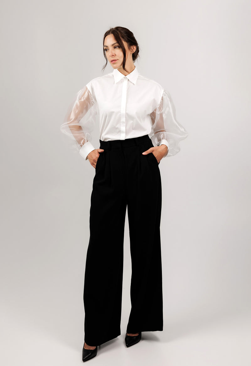 Cotton organza blouse - white