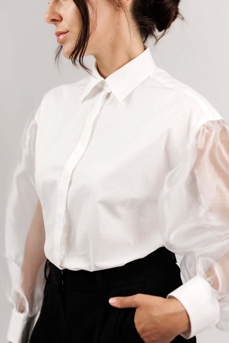 Cotton organza blouse - white