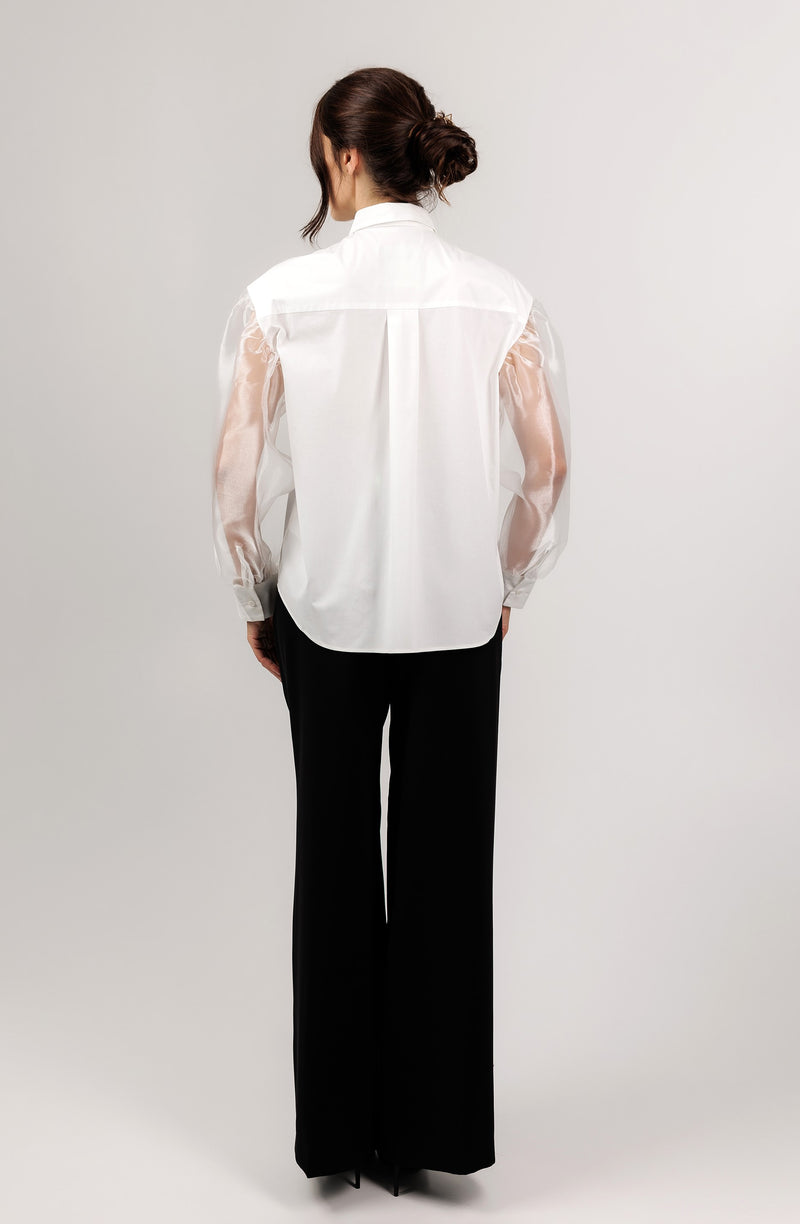 Cotton organza blouse - white