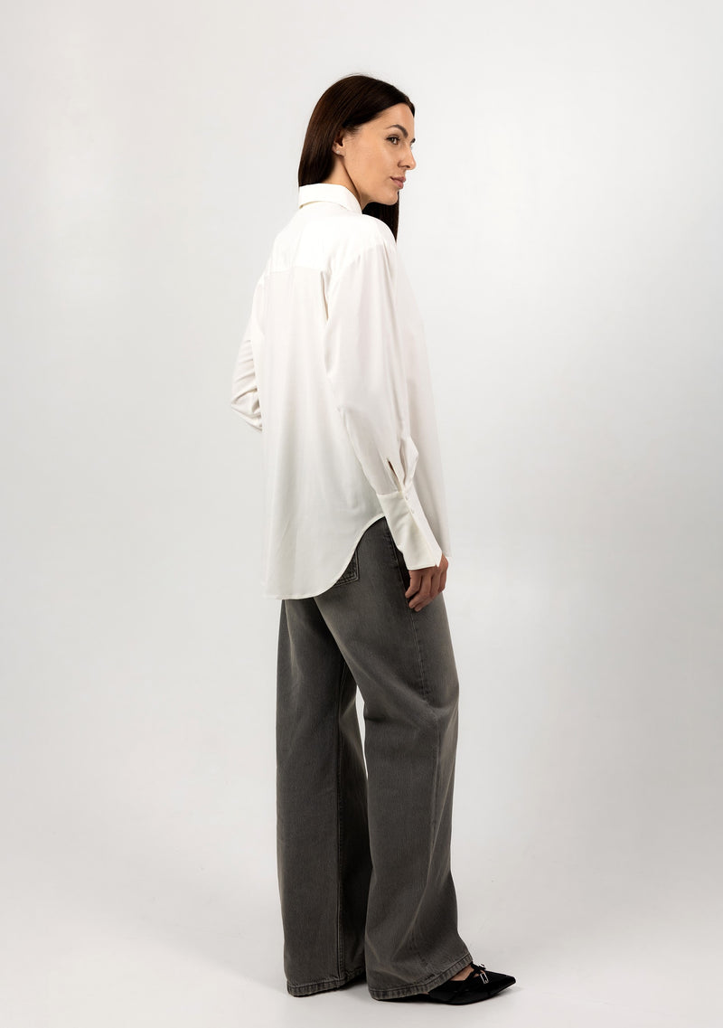 WHITE VISCOSE shirt With Elegant Cuffs