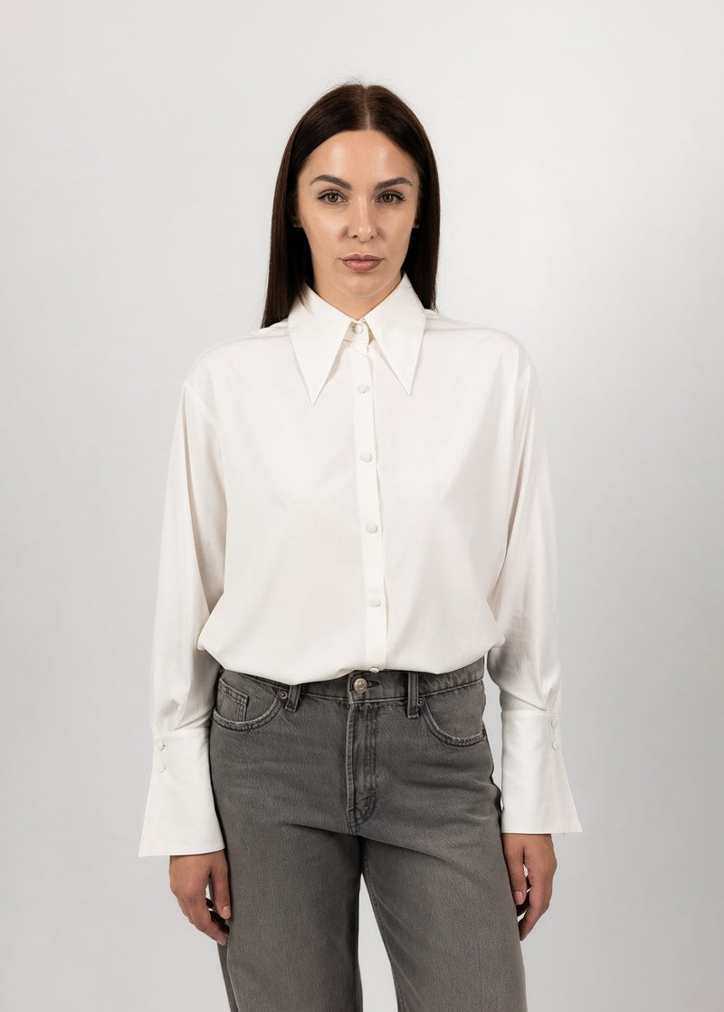 WHITE VISCOSE shirt With Elegant Cuffs