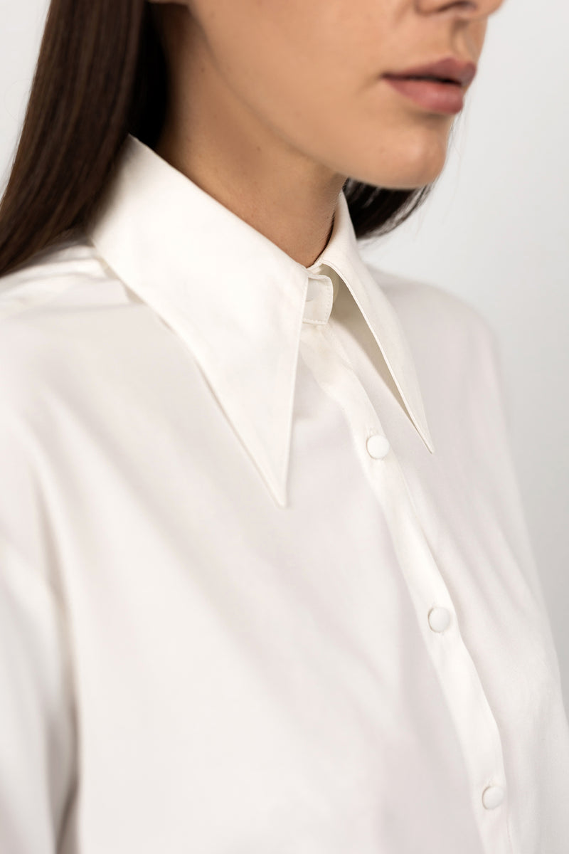 WHITE VISCOSE shirt With Elegant Cuffs