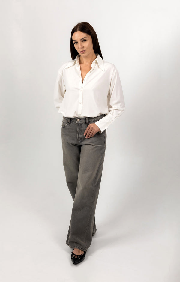 WHITE VISCOSE shirt With Elegant Cuffs