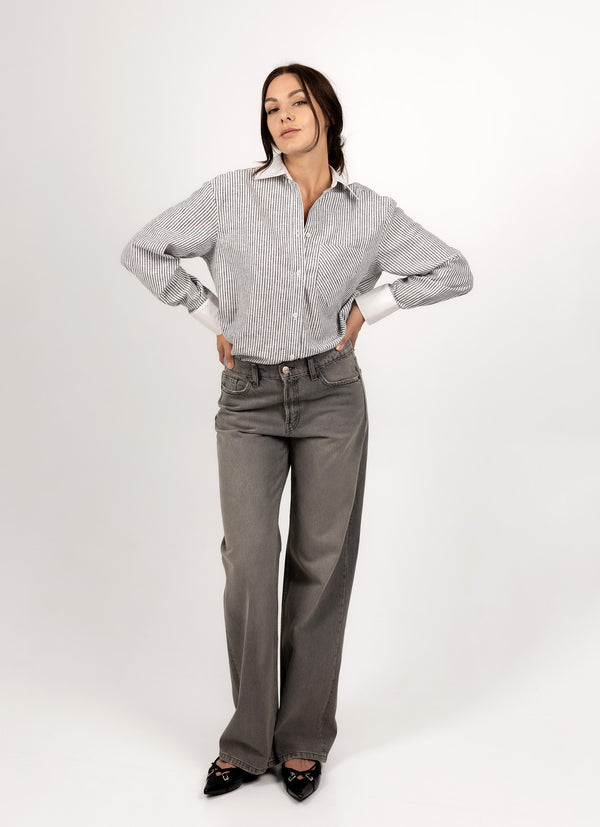 COTTON SHIRT IN BLACK STRIPE