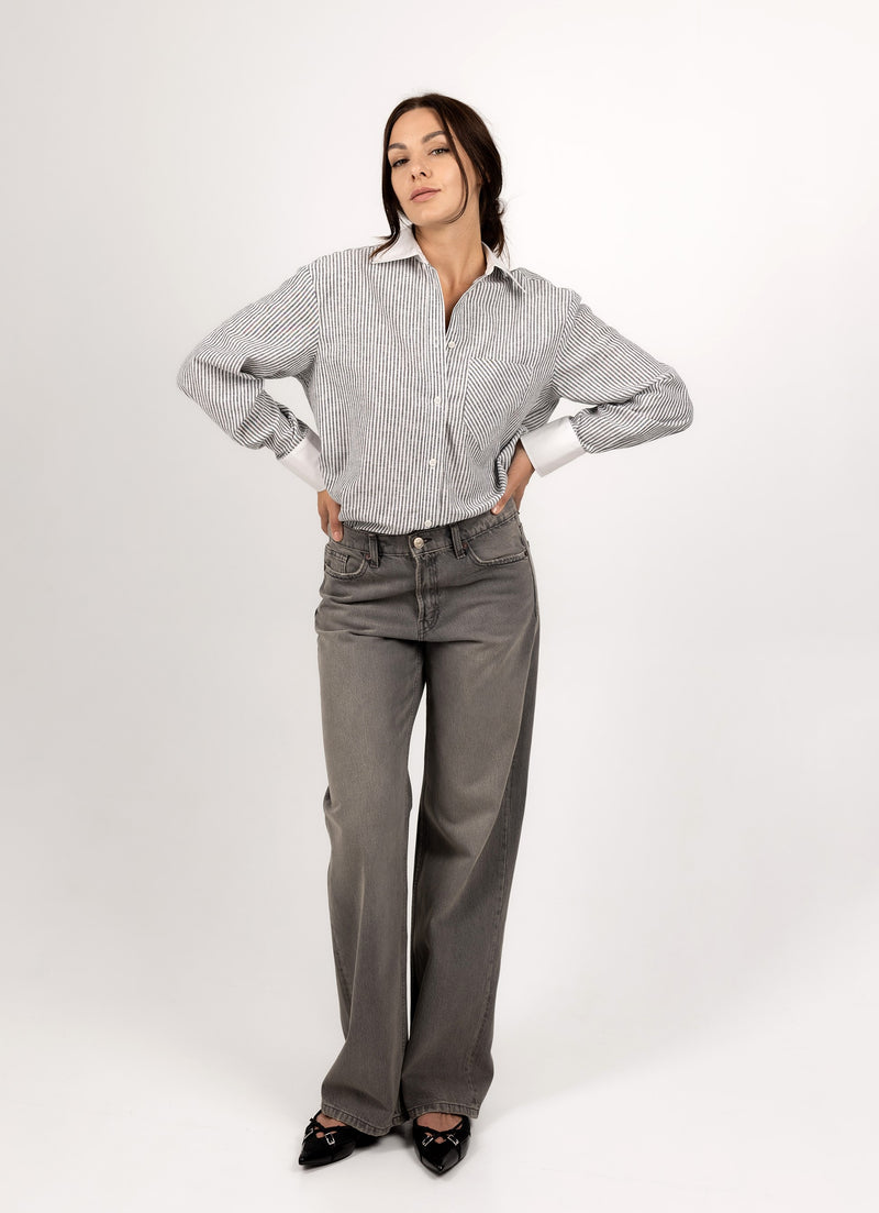 COTTON SHIRT IN BLACK STRIPE