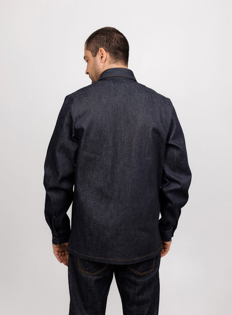 Denim Cotton Two Pocket Work Shirt – Dark Blue
