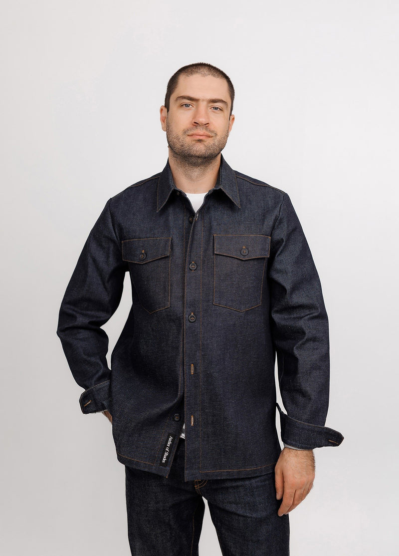 Denim Cotton Two Pocket Work Shirt – Dark Blue