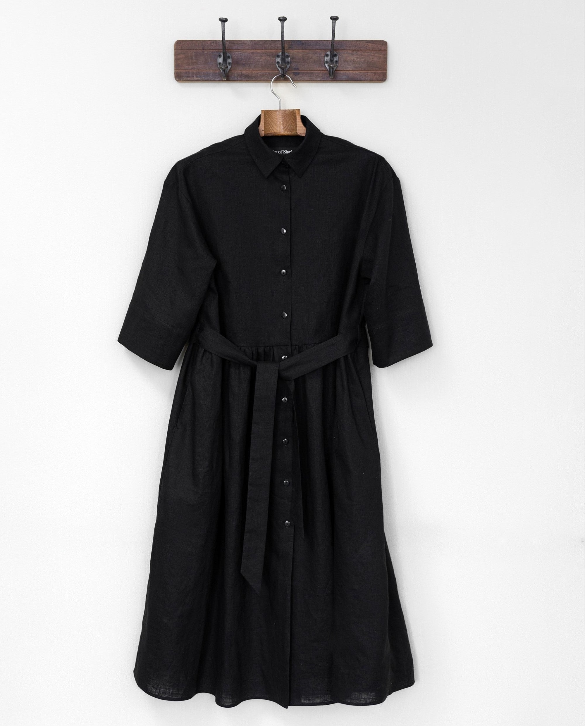 IRENE LINEN MIDI DRESS BLACK