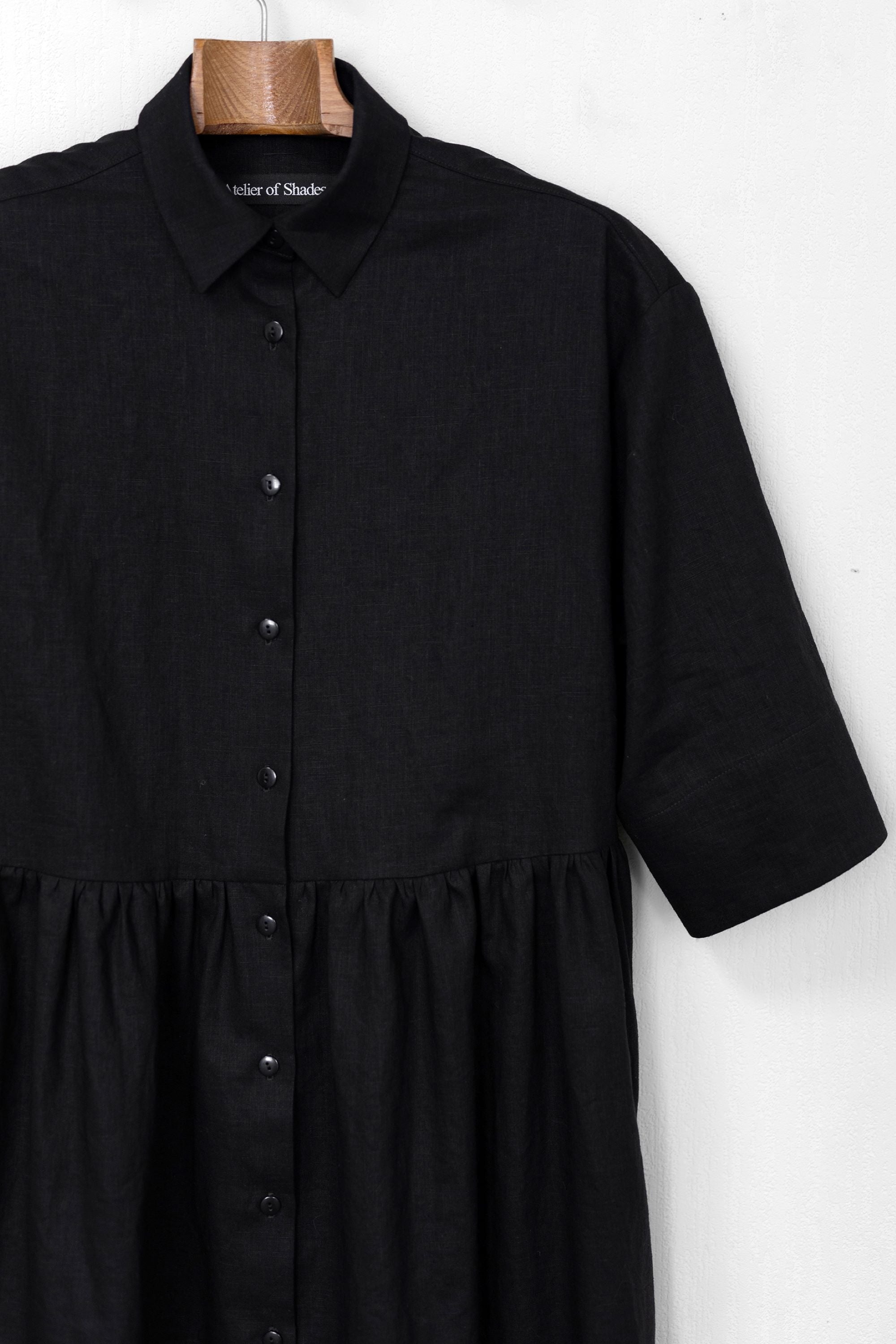 IRENE LINEN MIDI DRESS BLACK