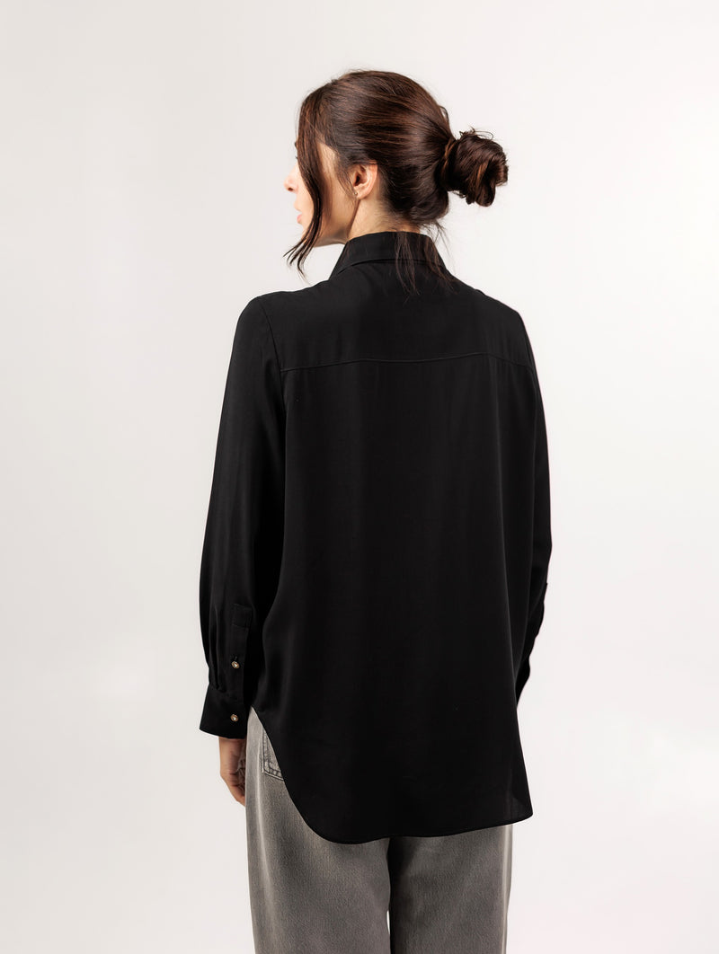 Classic shirt Black elegant collar