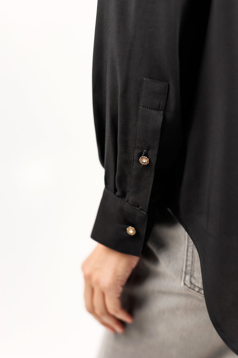 Classic shirt Black elegant collar