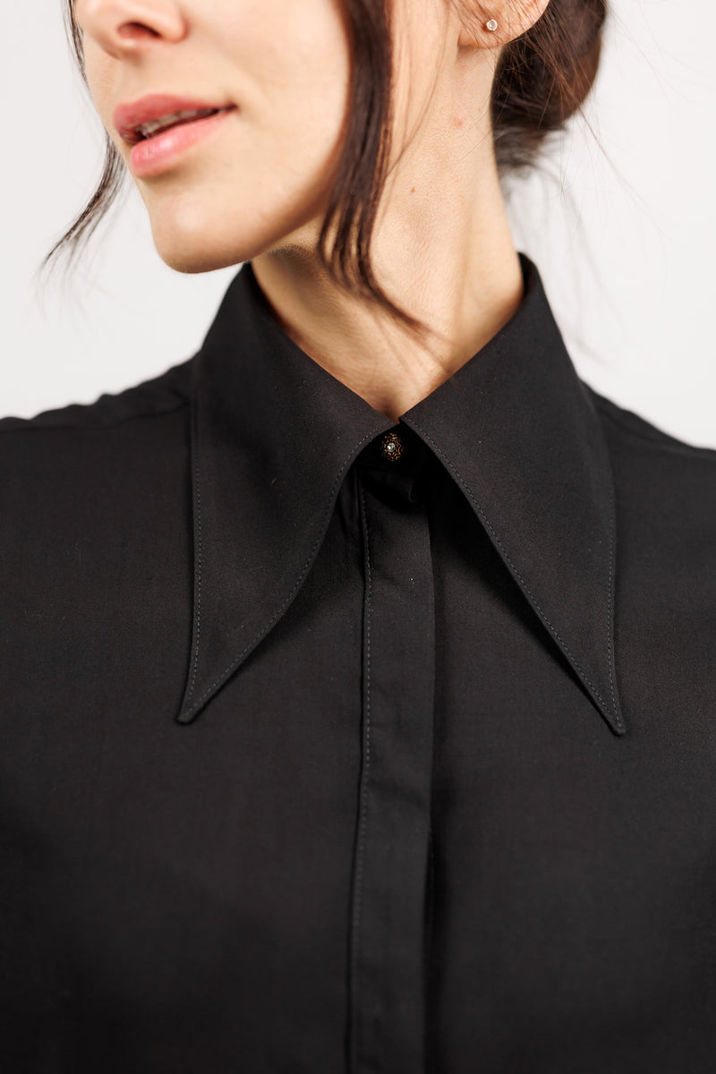 Classic shirt Black elegant collar