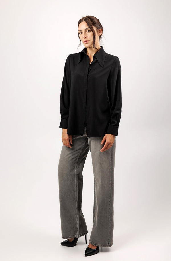Classic shirt Black elegant collar