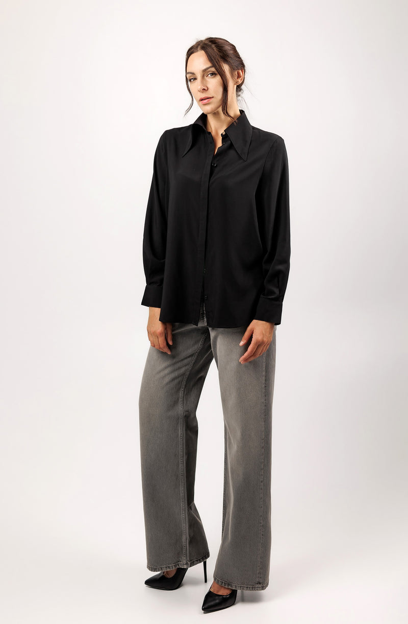 Classic shirt Black elegant collar